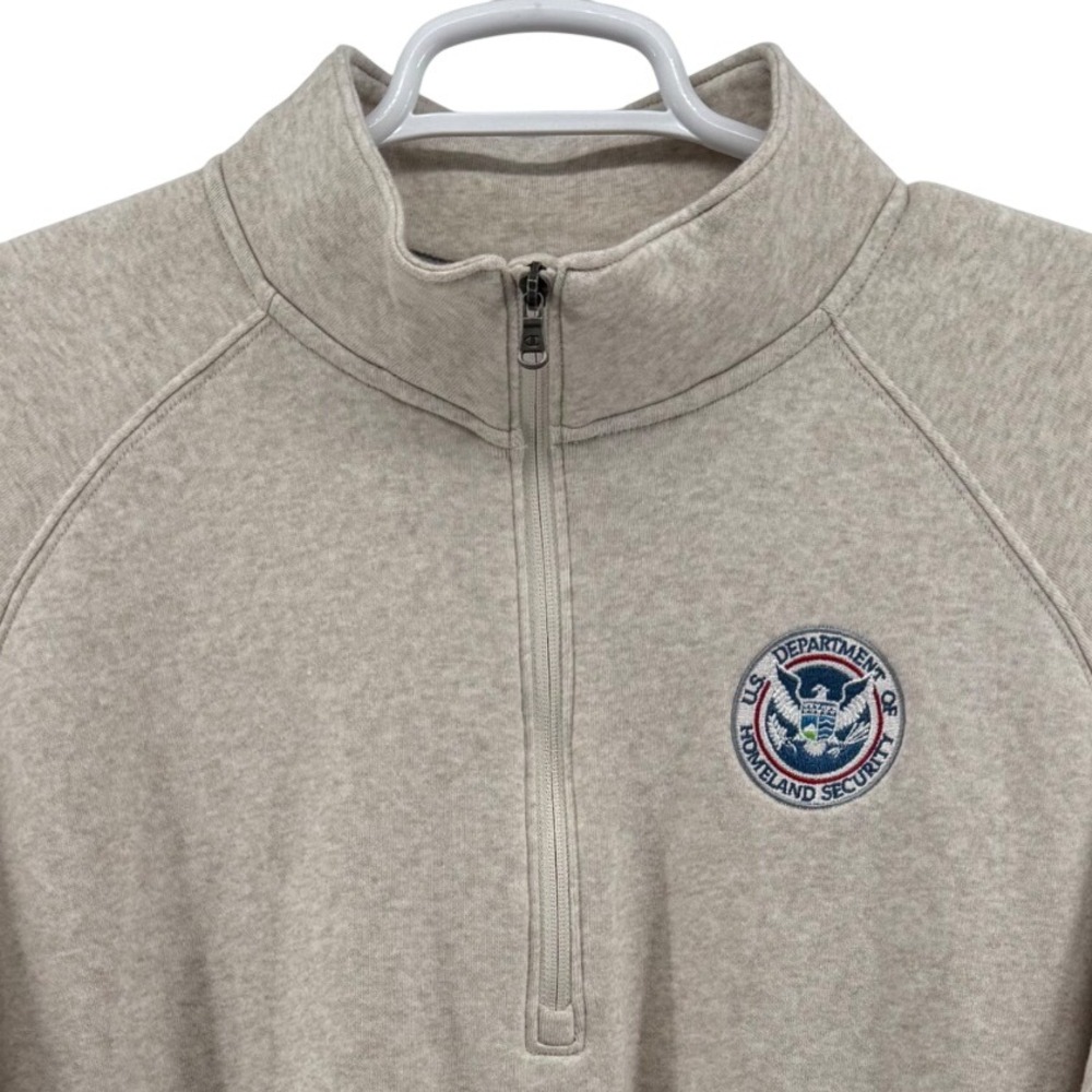 Champion Mens 2XL Oatmeal Heather DHS Homeland Security Quarter Zip Pullover